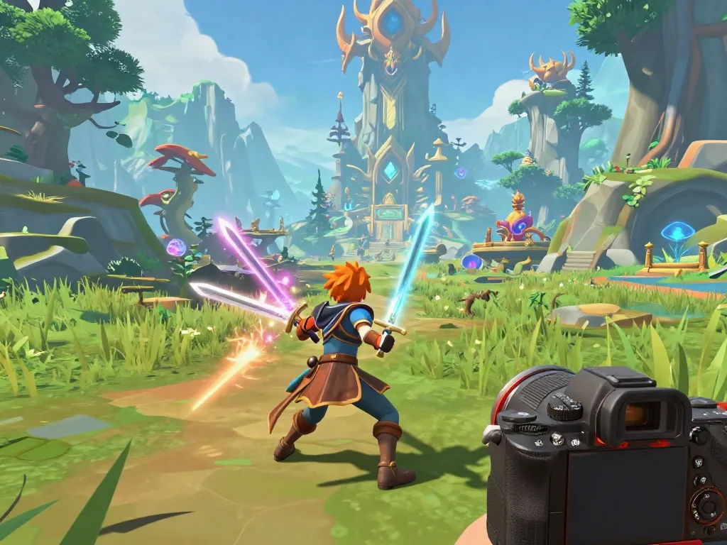 Player engaging in epic rokok88 gaming quest with vibrant fantasy landscape.