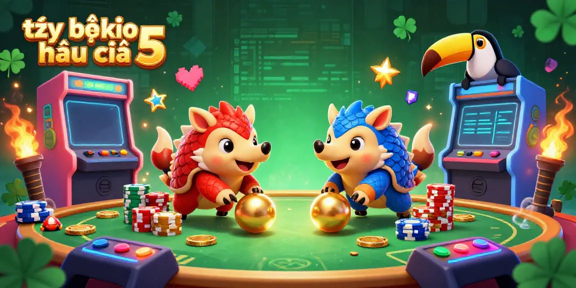 Explore the dynamic gambling scene of tỷ lệ kèo nhà cái 5 featuring dual pangolins bowling through poker chips.