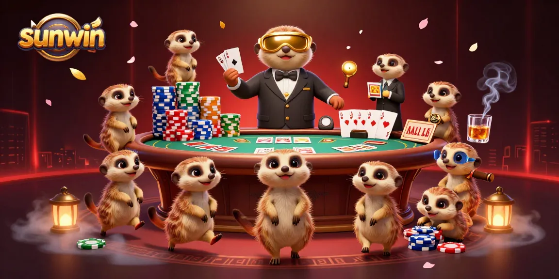 Watch meerkats create a dazzling poker game scene at sunwin casino with vibrant colors and thrilling elements.