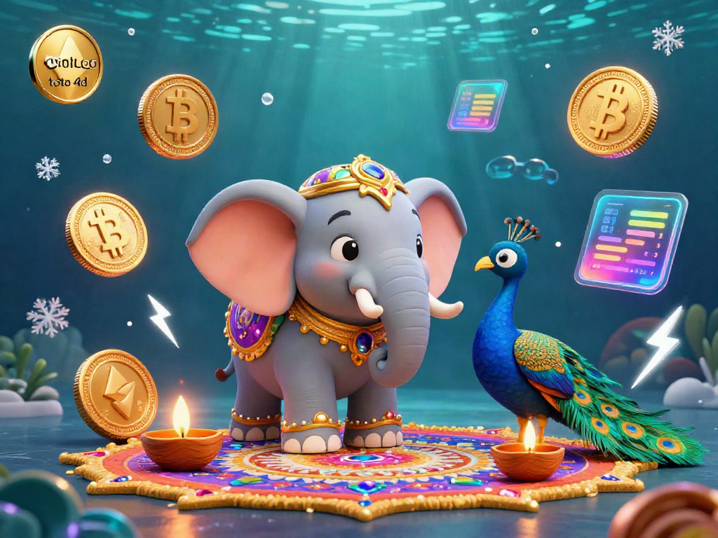 Engage in the exciting world of toto 4d with a vibrant 3D illustration of a Diwali-themed elephant and peacock.