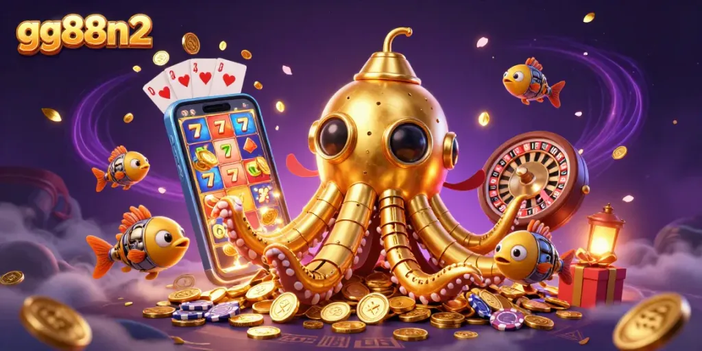 Experience thrilling gameplay with gg88n2's vibrant slot games featuring a colossal kraken.