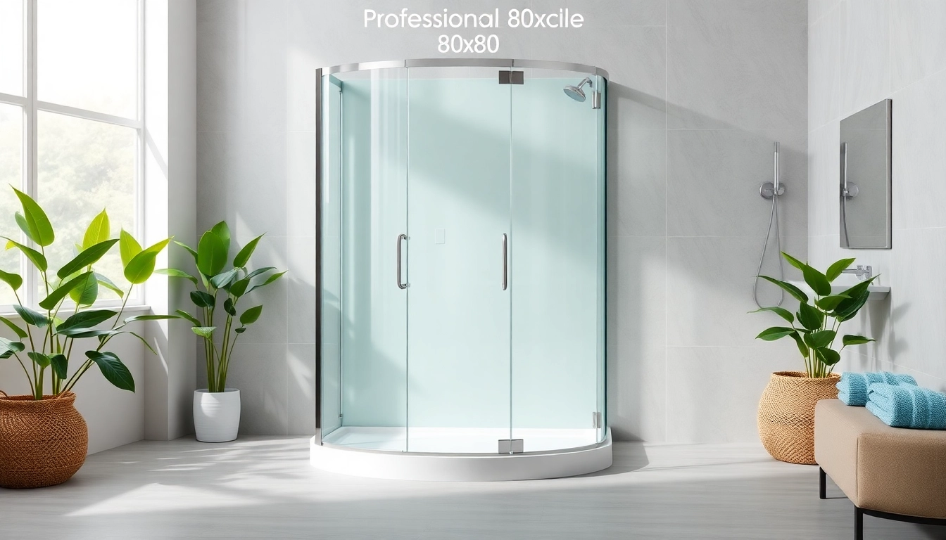 duschkabine 80x80 in einem stilvollen Badezimmer mit modernen Glaswänden und minimalistischem Design.