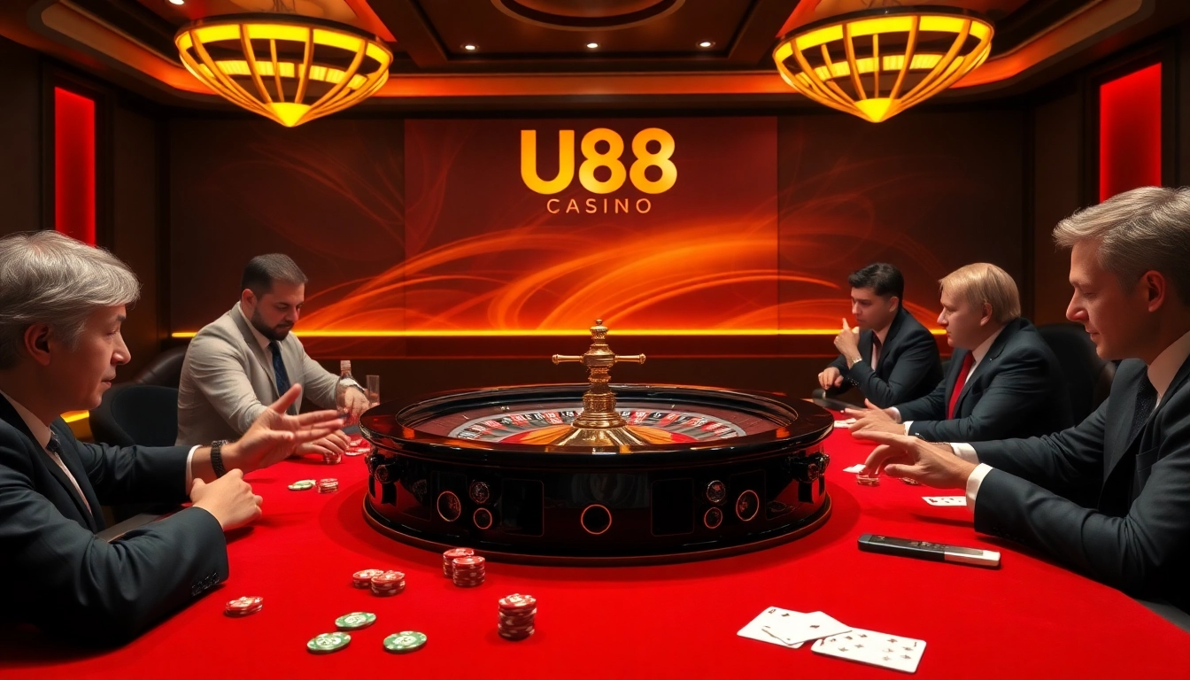 Experience high-stakes gaming at U88 casino with vibrant roulette and engaged players.