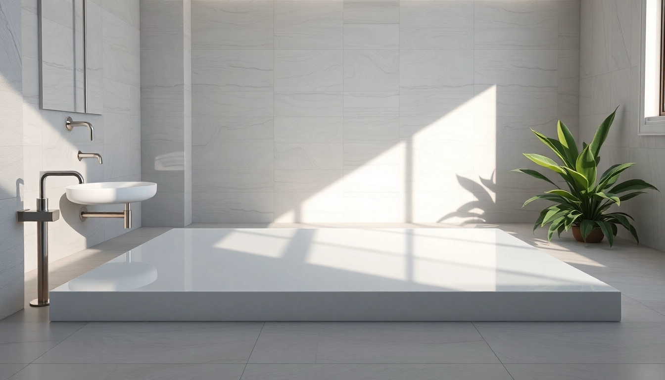Elegant 800 x 800 shower base showcased in a modern bathroom with calming colors