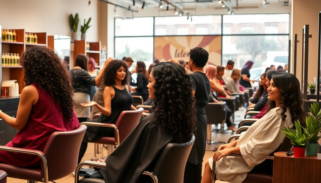 Expert hairstylists provide premium perm services in a luxurious San Diego salon, embodying 'perm san diego'.