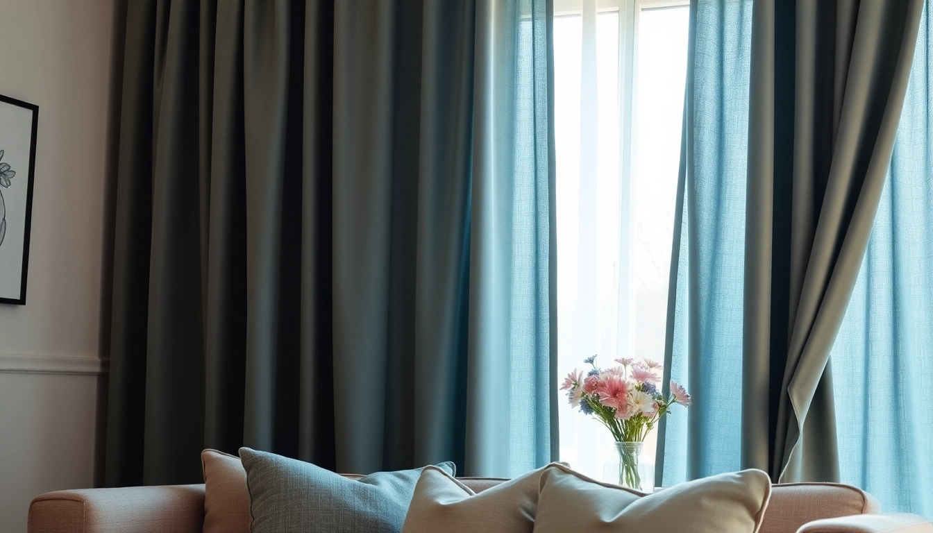 Verduisterende gordijnstof in luxueuze woonkamer met natuurlijke verlichting en stijlvolle details.