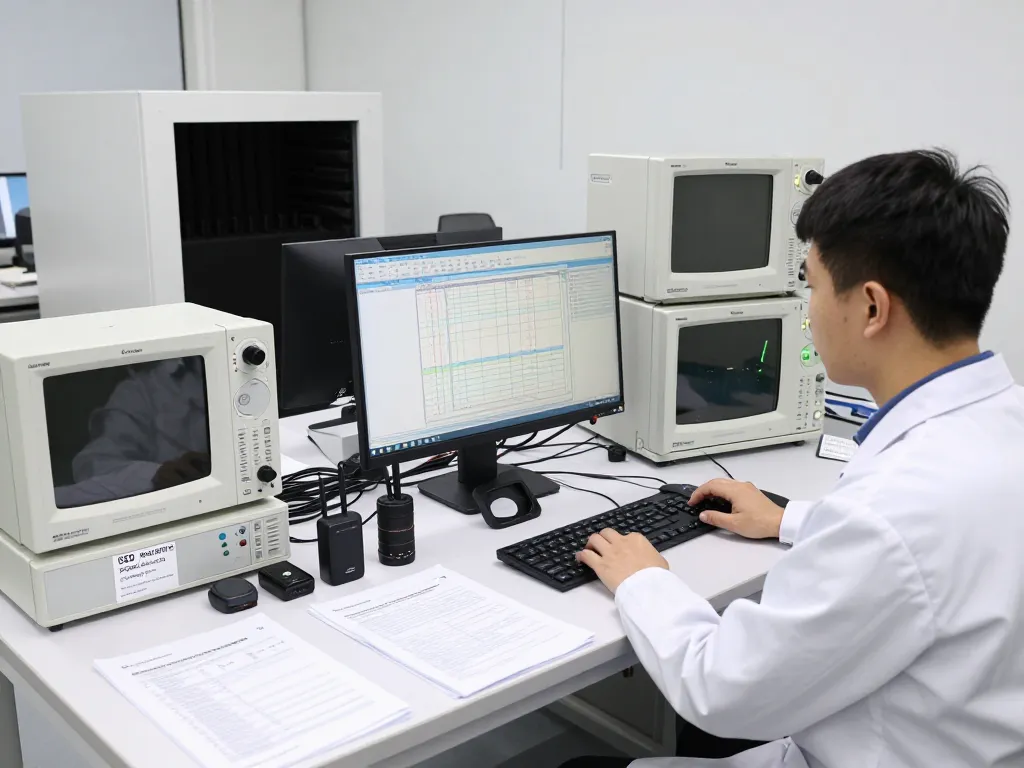 EMC and RF compliance testing in a high-tech lab with ISED-certified wireless devices.