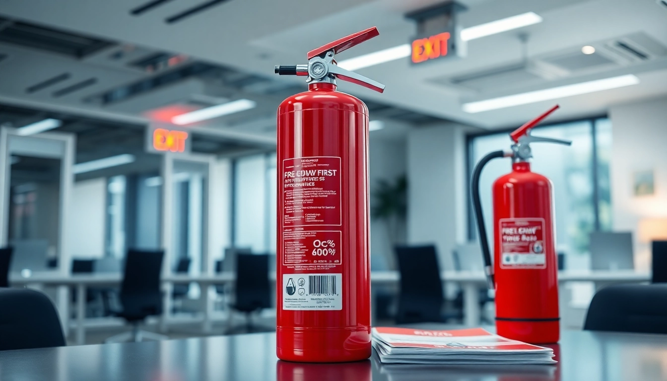 Visual representation of an electrical fire extinguisher in a modern office for safety preparedness.