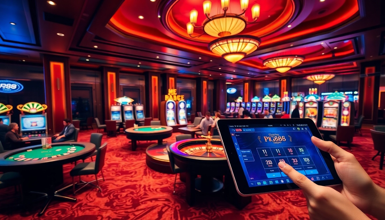 pg88 players enjoying games at a vibrant luxury casino with roulette wheel and chips