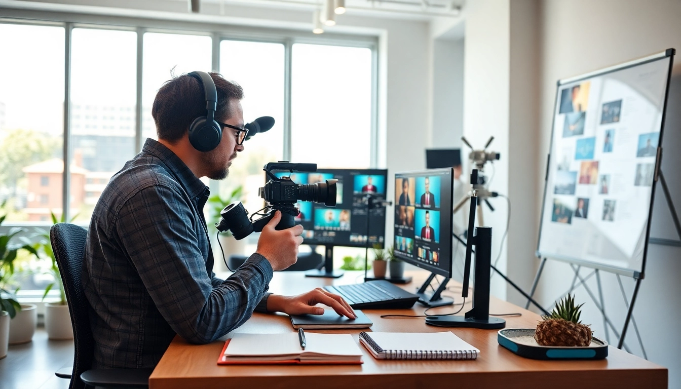 Engaging video strategy session with a professional videographer focused on content creation.