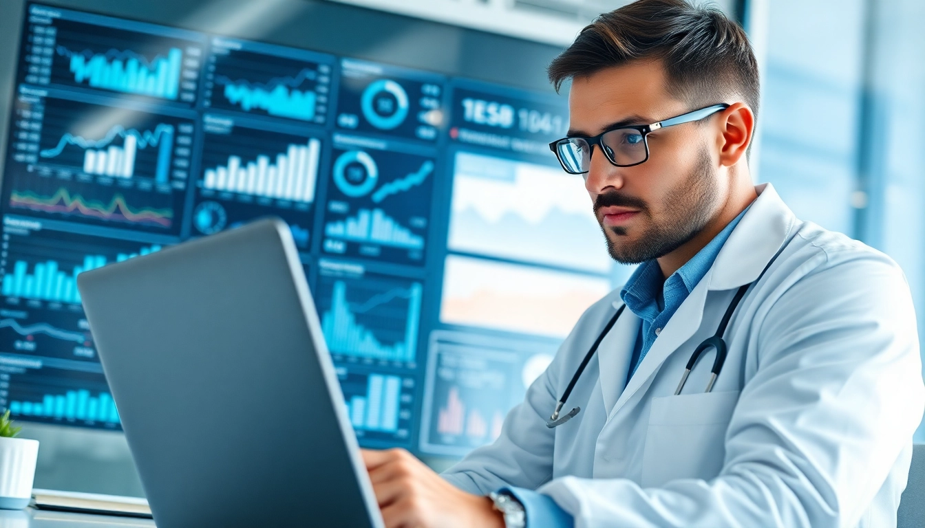Researcher analyzing data about Tirzepatide in a modern office environment.