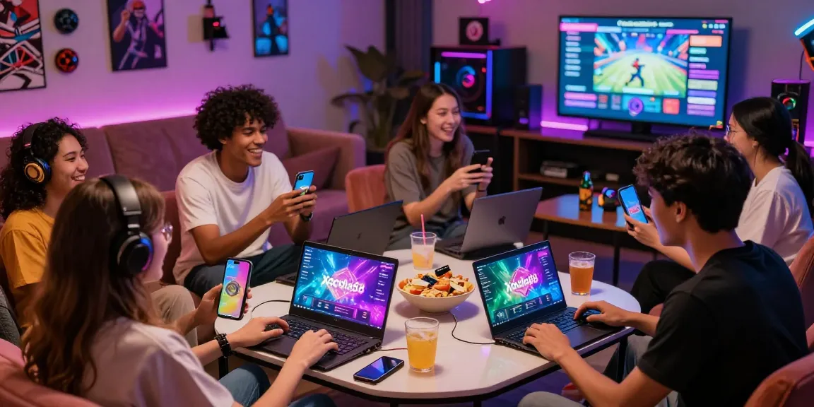 Xocdia88 gaming experience with friends enjoying interactive gameplay in a vibrant lounge setting.