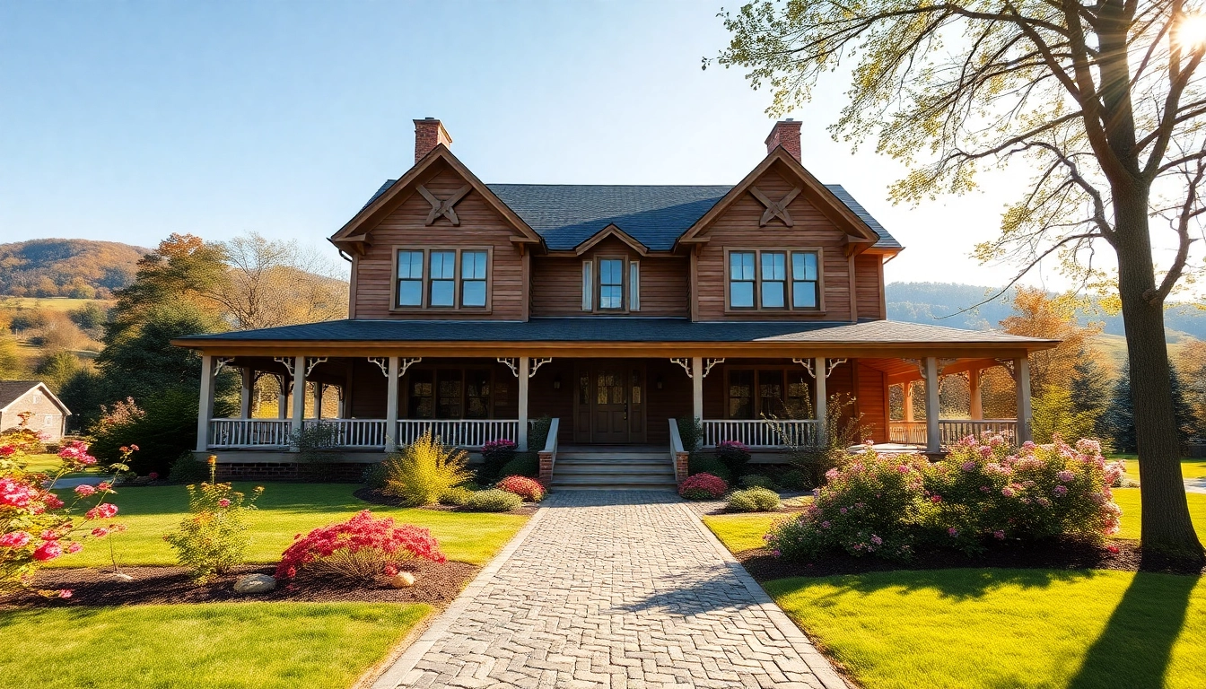 Showcasing colonial home construction in a charming garden setting, highlighting elegance and craftsmanship.