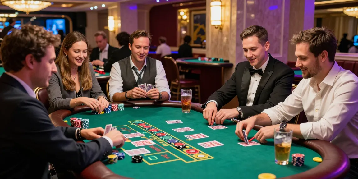 Baccarat players immersed in an exciting game at a vibrant casino.