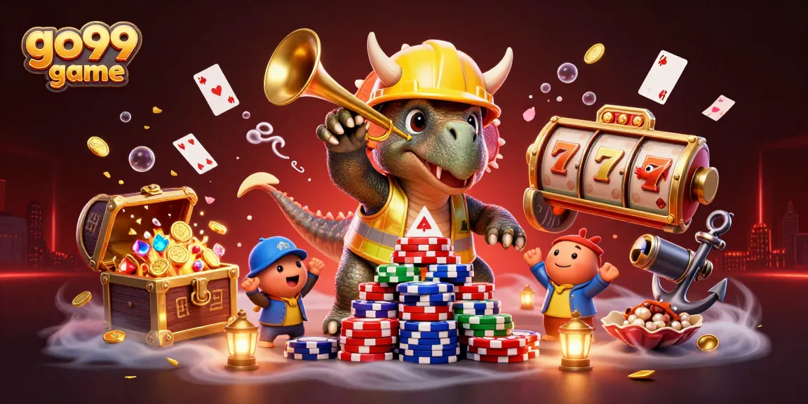 Experience thrilling go99 game action with a vibrant 3D casino illustration showcasing exotic characters and festive elements.