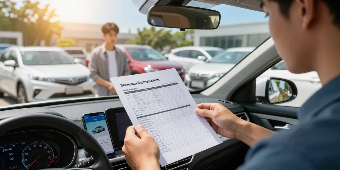 Detailed car check UK report being reviewed by a buyer before purchase.